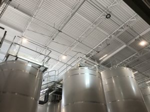 Exposed Metal Beams in Brewery