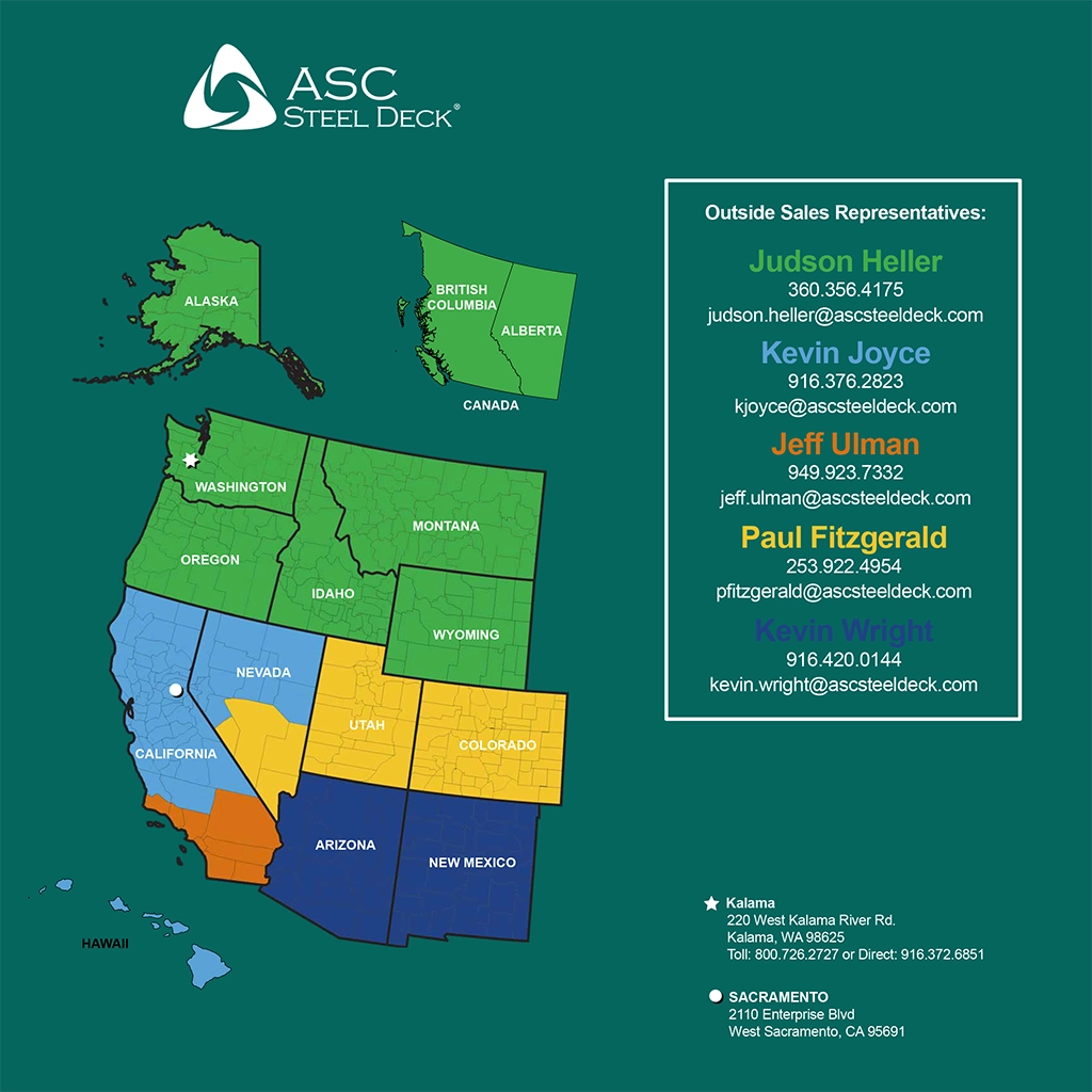 ASC Steel Deck Sales Territory Map